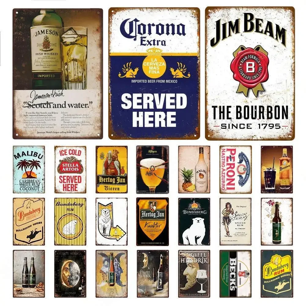 Wine Beer Brand - Plaque décorative vintage en métal, marques